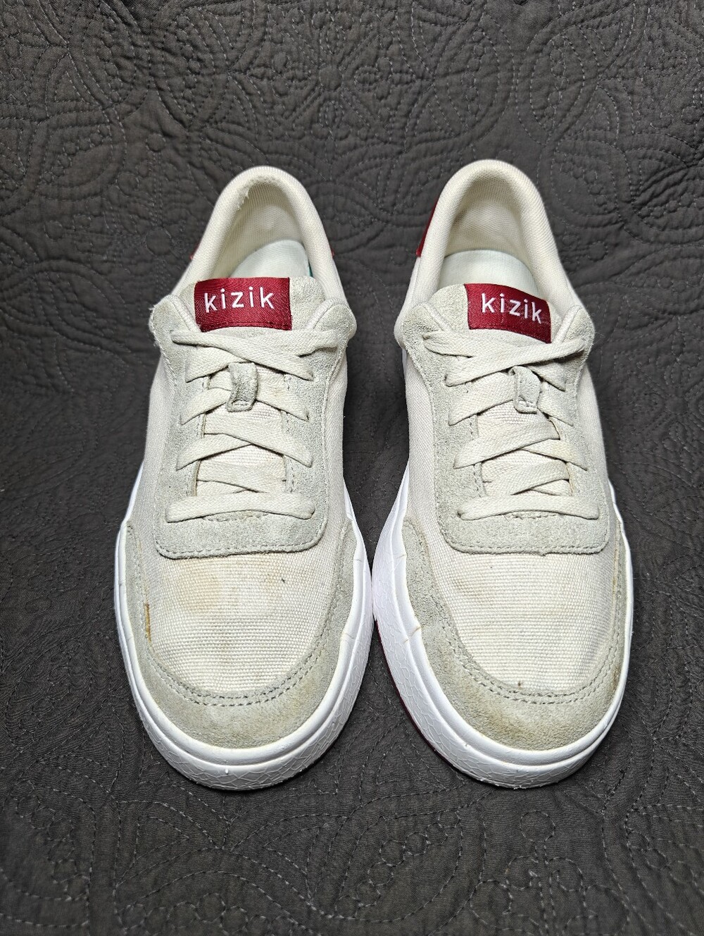 Kizik Prague Creme Brulee Shoes Sneakers Tan Red Hands Free Men's 7.5 Women's 9
